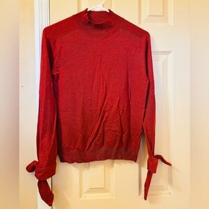 MNG Wool Blend Red Sweater with tie cuffs